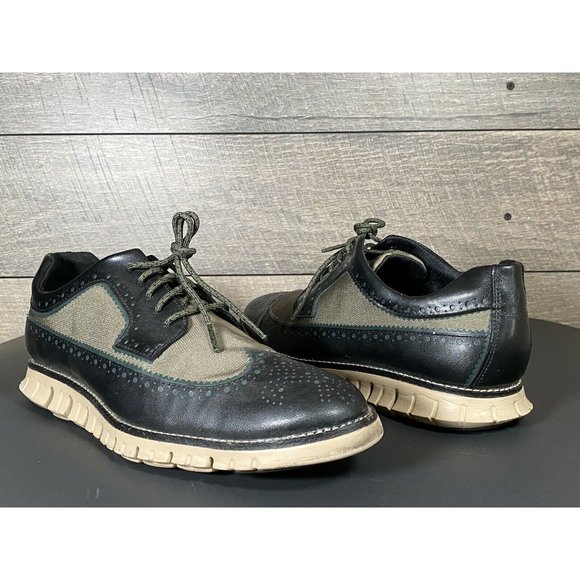 Cole Haan Zerogrand Mens Wing Tip Shoes Black And Olive Size 8.5 main image 5